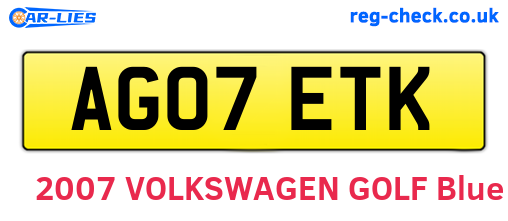 AG07ETK are the vehicle registration plates.