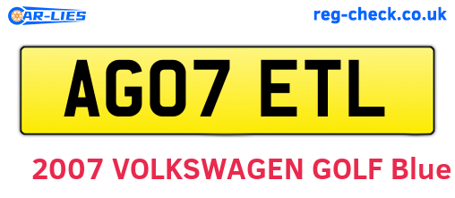AG07ETL are the vehicle registration plates.