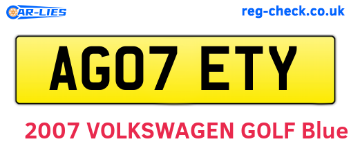 AG07ETY are the vehicle registration plates.