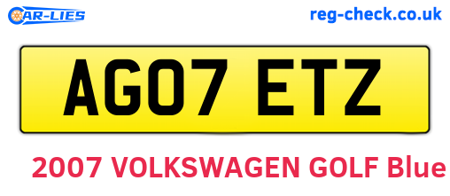 AG07ETZ are the vehicle registration plates.