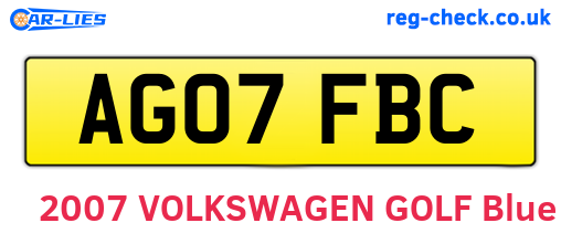 AG07FBC are the vehicle registration plates.