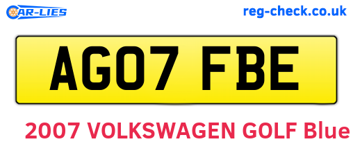 AG07FBE are the vehicle registration plates.
