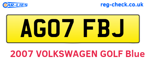AG07FBJ are the vehicle registration plates.