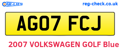 AG07FCJ are the vehicle registration plates.