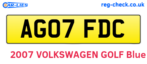AG07FDC are the vehicle registration plates.