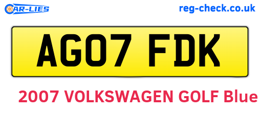 AG07FDK are the vehicle registration plates.