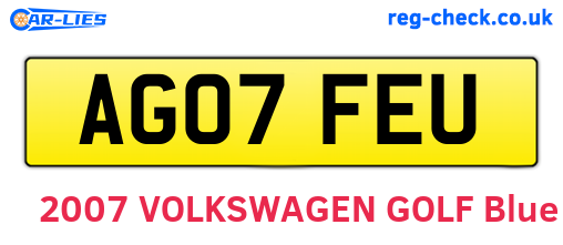 AG07FEU are the vehicle registration plates.