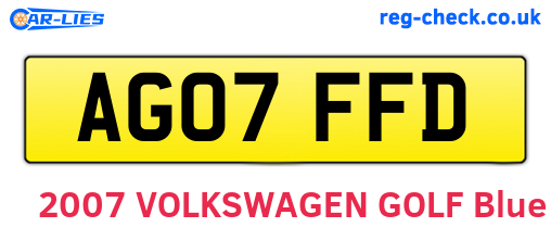 AG07FFD are the vehicle registration plates.