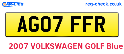 AG07FFR are the vehicle registration plates.