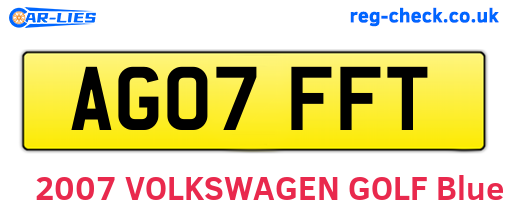 AG07FFT are the vehicle registration plates.