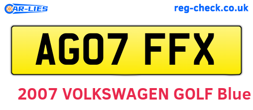 AG07FFX are the vehicle registration plates.