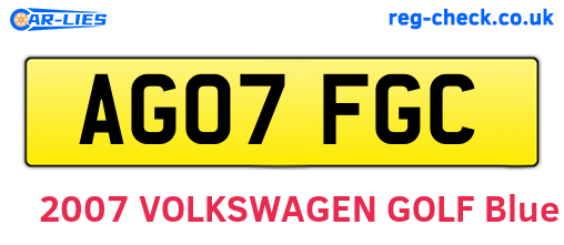 AG07FGC are the vehicle registration plates.