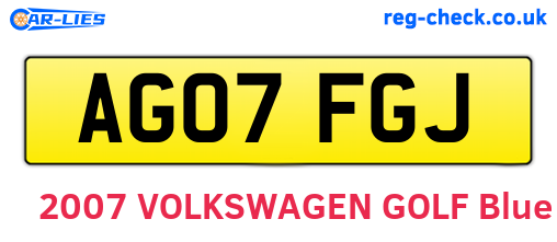 AG07FGJ are the vehicle registration plates.