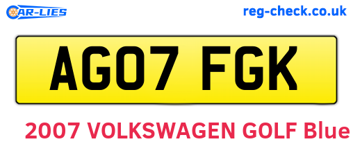AG07FGK are the vehicle registration plates.