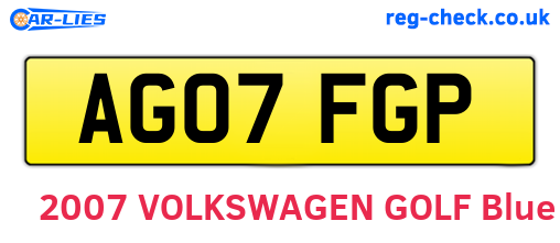 AG07FGP are the vehicle registration plates.
