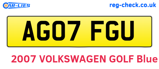 AG07FGU are the vehicle registration plates.