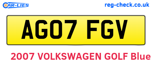 AG07FGV are the vehicle registration plates.