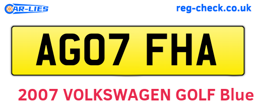 AG07FHA are the vehicle registration plates.