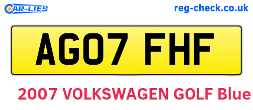 AG07FHF are the vehicle registration plates.