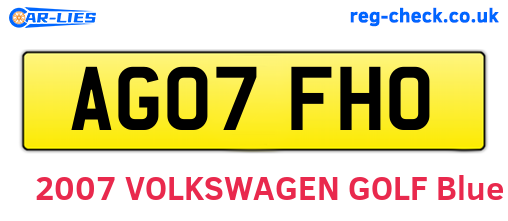 AG07FHO are the vehicle registration plates.