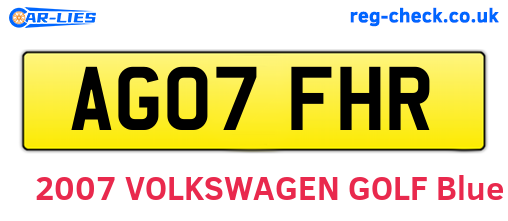 AG07FHR are the vehicle registration plates.
