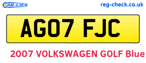 AG07FJC are the vehicle registration plates.