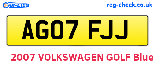 AG07FJJ are the vehicle registration plates.