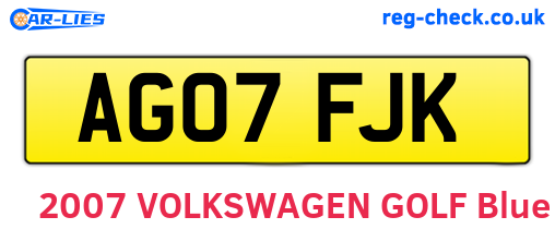 AG07FJK are the vehicle registration plates.