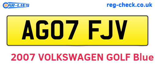 AG07FJV are the vehicle registration plates.