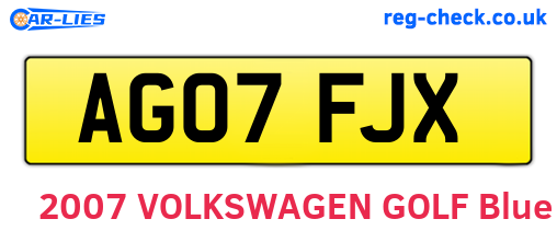 AG07FJX are the vehicle registration plates.