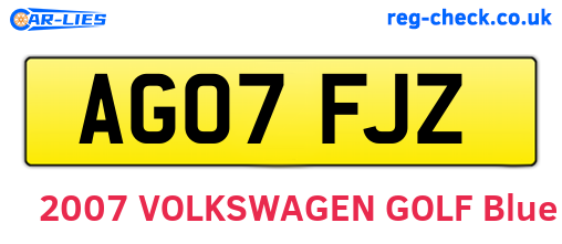 AG07FJZ are the vehicle registration plates.