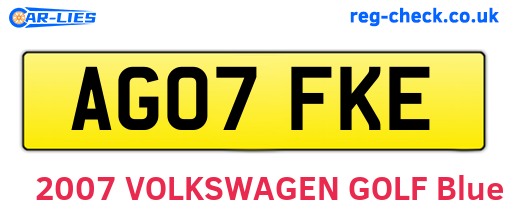 AG07FKE are the vehicle registration plates.