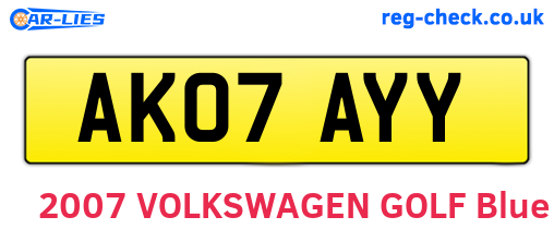 AK07AYY are the vehicle registration plates.