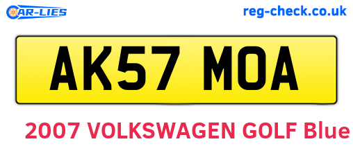 AK57MOA are the vehicle registration plates.