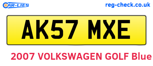 AK57MXE are the vehicle registration plates.