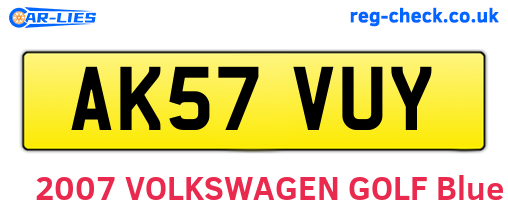 AK57VUY are the vehicle registration plates.