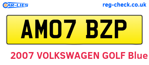 AM07BZP are the vehicle registration plates.