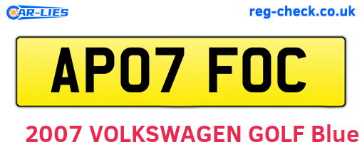 AP07FOC are the vehicle registration plates.
