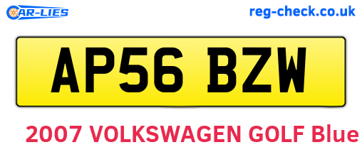 AP56BZW are the vehicle registration plates.