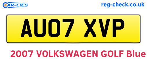 AU07XVP are the vehicle registration plates.