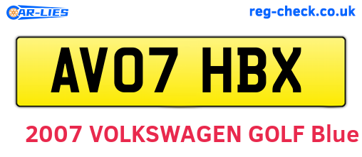 AV07HBX are the vehicle registration plates.