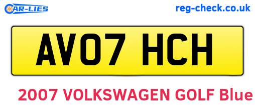 AV07HCH are the vehicle registration plates.