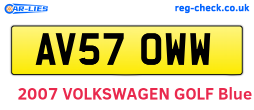 AV57OWW are the vehicle registration plates.