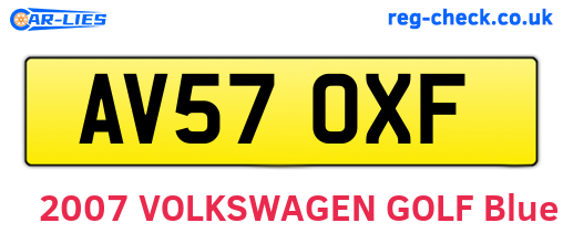 AV57OXF are the vehicle registration plates.