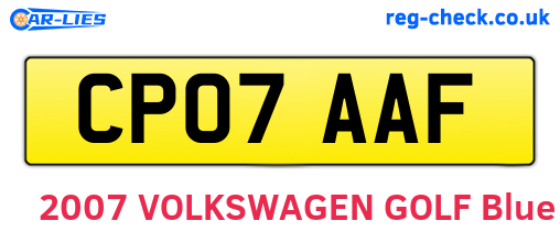 CP07AAF are the vehicle registration plates.