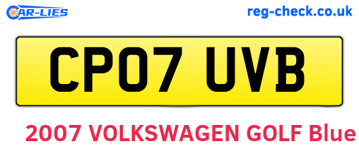 CP07UVB are the vehicle registration plates.