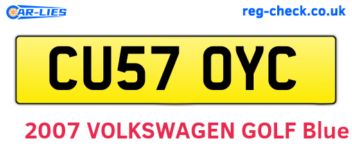 CU57OYC are the vehicle registration plates.