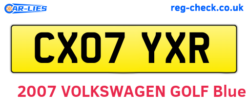 CX07YXR are the vehicle registration plates.