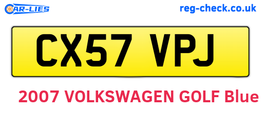 CX57VPJ are the vehicle registration plates.