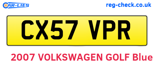 CX57VPR are the vehicle registration plates.